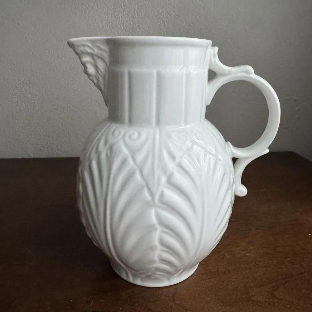 Coalport England Caughley Mask-Head Jug Pitcher White Porcelain 6.75